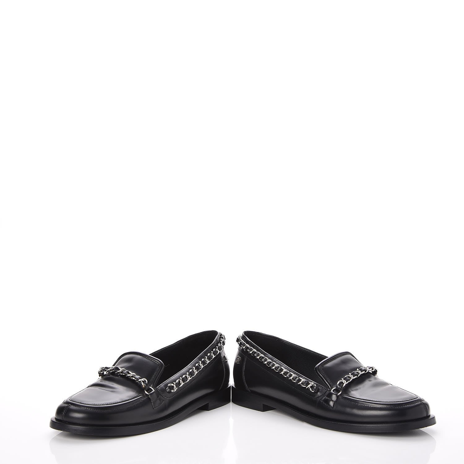 Chanel Calfskin CC Chain Moccasin Loafers 35 Black 6 of 11