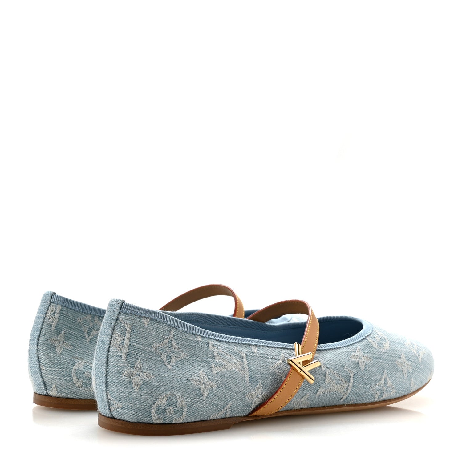Louis Vuitton Denim Monogram Romy Flat Ballerinas 41 Blue 5 of 9