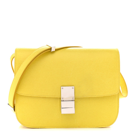 Liege Calfskin Medium Classic Box Flap Bag Fluo Yellow