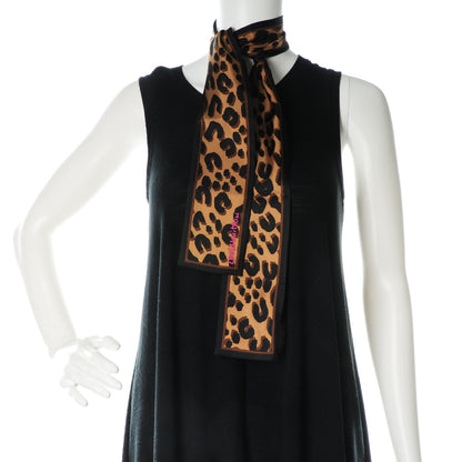 Louis Vuitton Silk Leopard Bandeau Scarf Marron 2 of 5