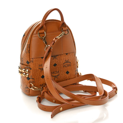 MCM Visetos Side Stud X-Mini Stark Bebe Boo Backpack Cognac 3 of 10