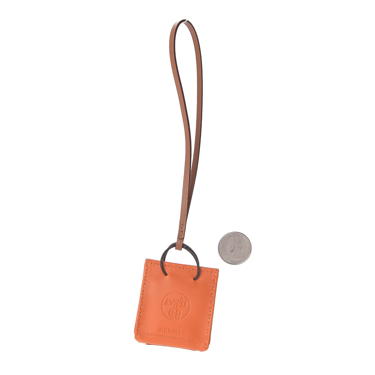 Hermes Milo Lambskin Swift Shopping Bag Charm Feu Gold 2 of 5