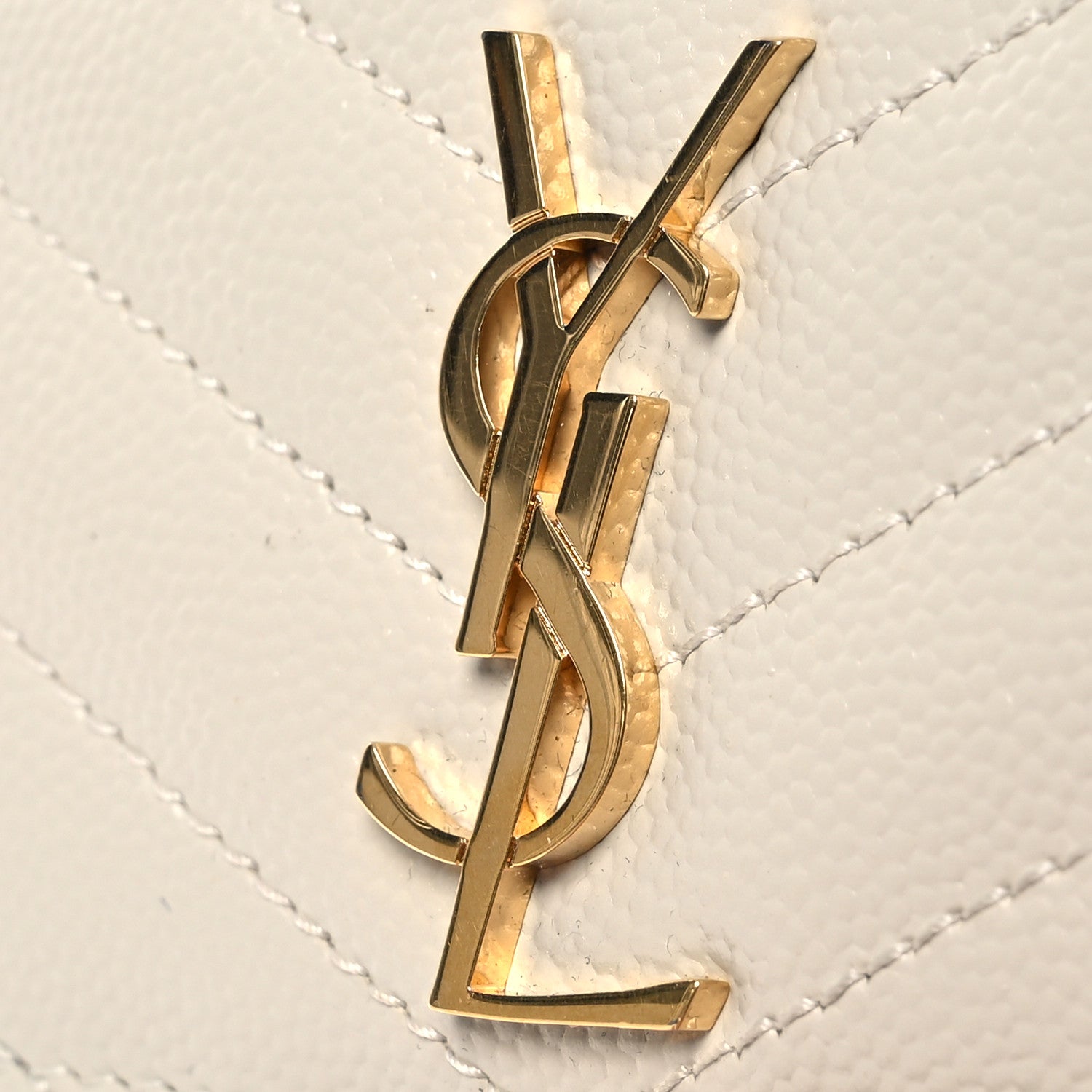 Saint Laurent Grain De Poudre Matelasse Chevron Monogram Credit Card Case Crema Soft 11 of 16