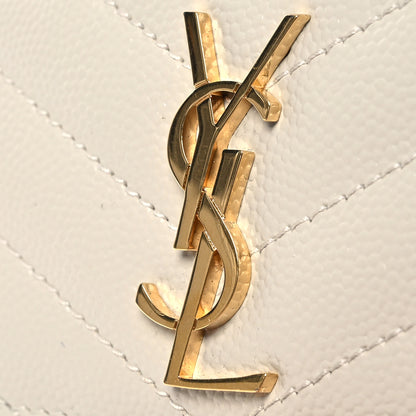 Saint Laurent Grain De Poudre Matelasse Chevron Monogram Credit Card Case Crema Soft 11 of 16