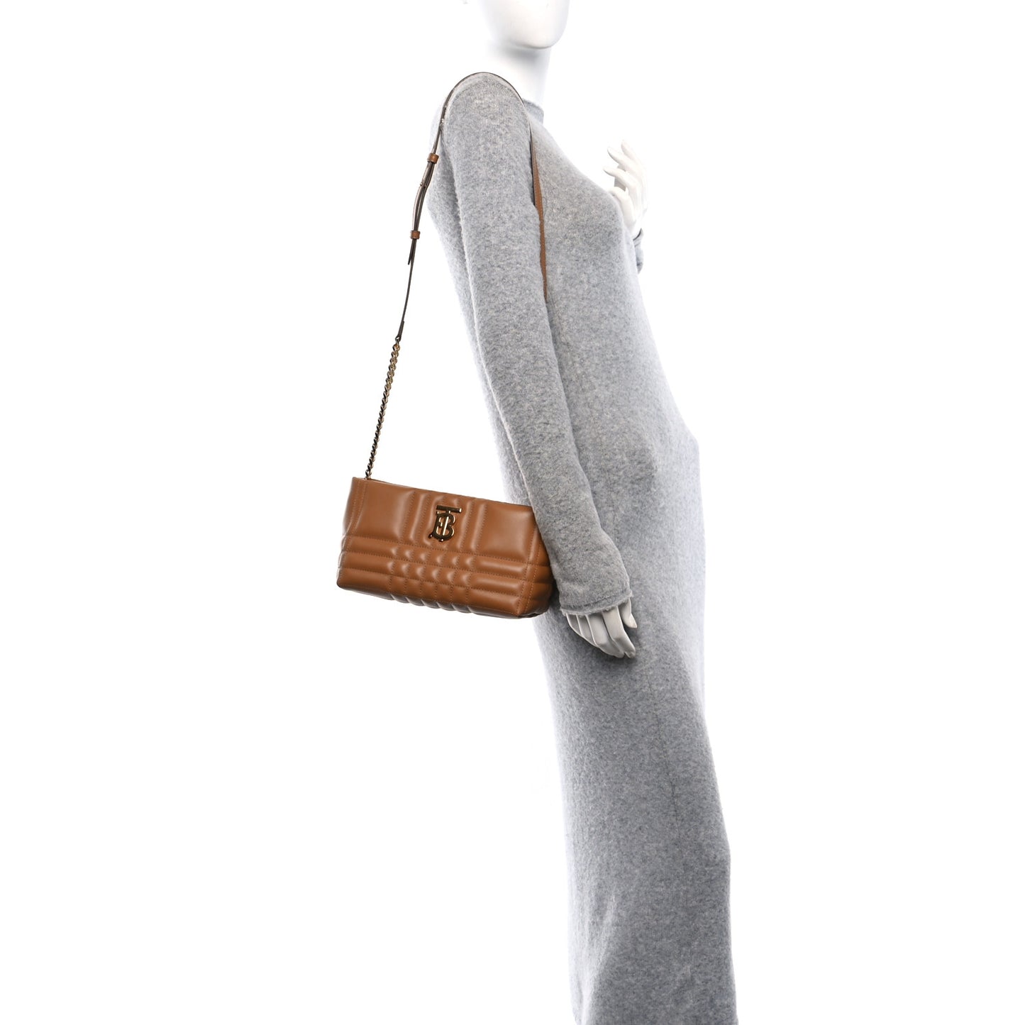 Lambskin Quilted Small Soft Lola Bag Maple Brown
