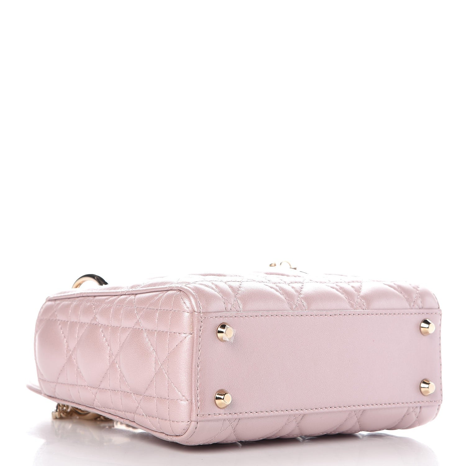 Christian Dior Metallic Lambskin Cannage Mini Lady Dior Lotus 4 of 7