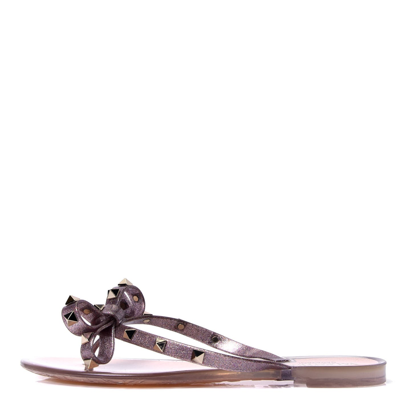 PVC Jelly Glitter Rockstud Bow Thong Sandals 37 Multicolor