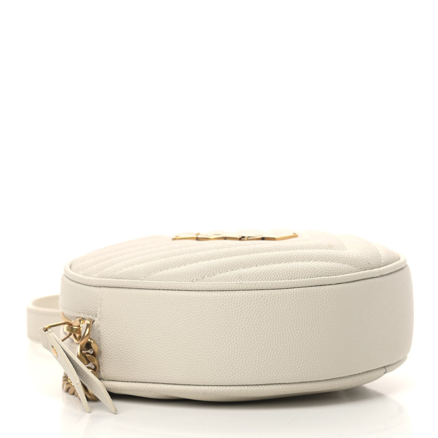 Grain De Poudre Matelasse Chevron Quilted Round Vinyle Camera Bag Crema Soft