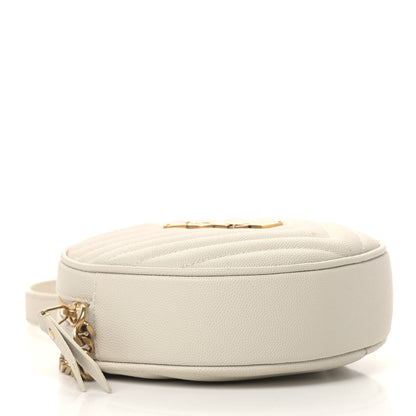 Saint Laurent Grain De Poudre Matelasse Chevron Quilted Round Vinyle Camera Bag Crema Soft 4 of 11