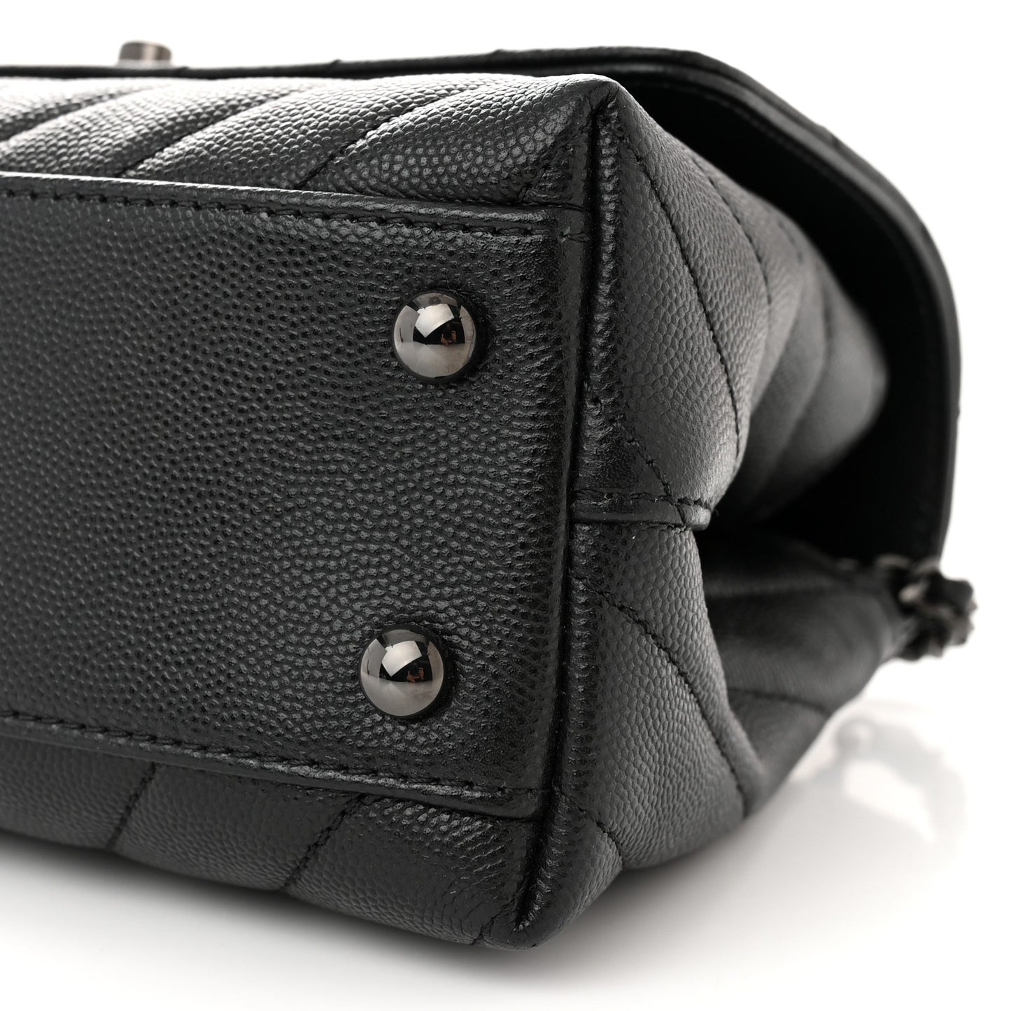 Caviar Chevron Quilted Mini Coco Handle Flap So Black
