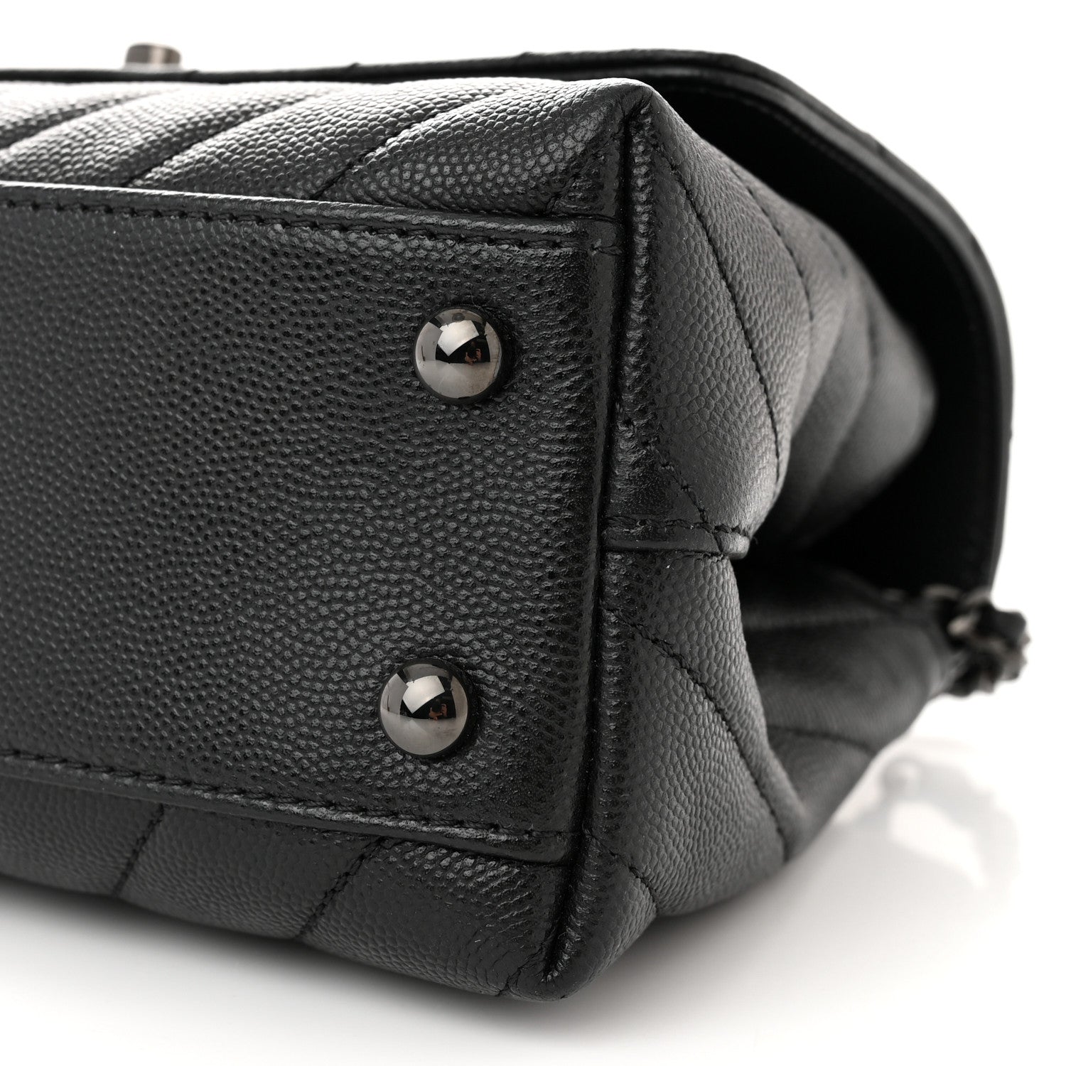 Chanel Caviar Chevron Quilted Mini Coco Handle Flap So Black 10 of 11