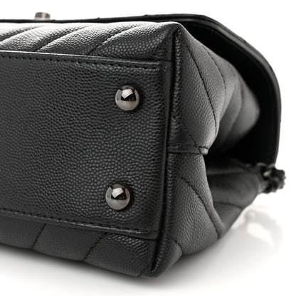 Chanel Caviar Chevron Quilted Mini Coco Handle Flap So Black 10 of 11