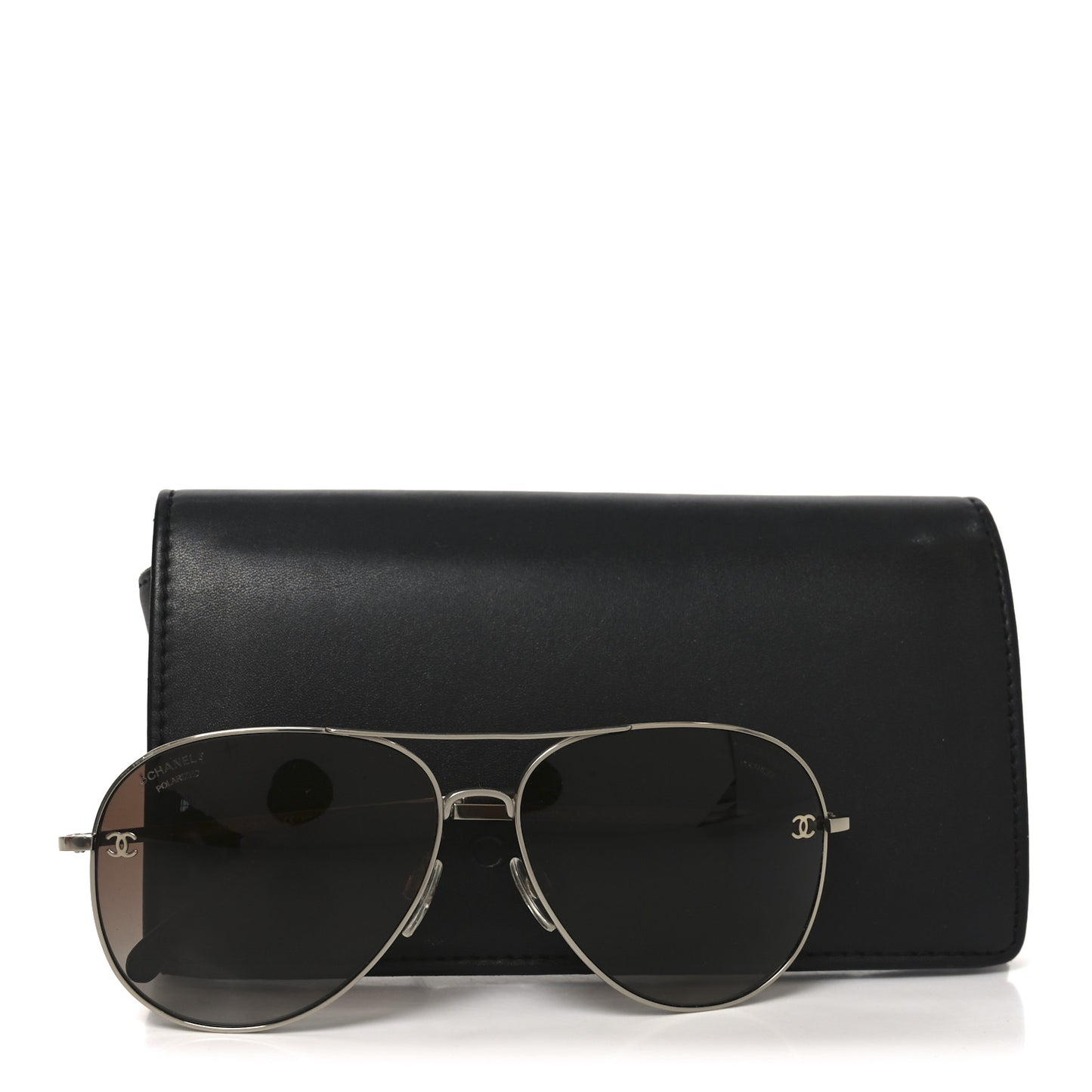 Metal Polarized CC Aviator Sunglasses 4189-T-Q Silver