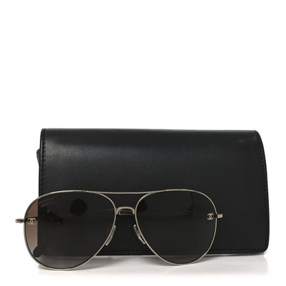 Chanel Metal Polarized CC Aviator Sunglasses 4189-T-Q Silver 7 of 7