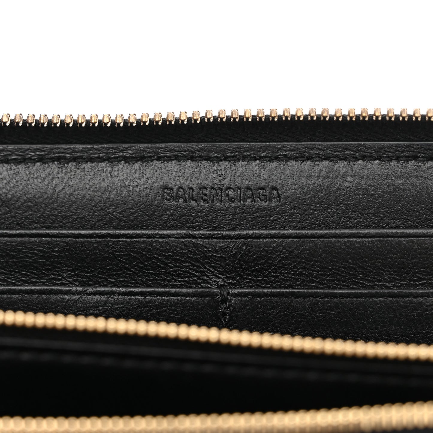 Grained Calfskin Neo Classic Gold Hardware Continental Zip Around Wallet Black