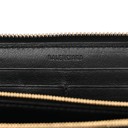 Balenciaga Grained Calfskin Neo Classic Gold Hardware Continental Zip Around Wallet Black 6 of 8