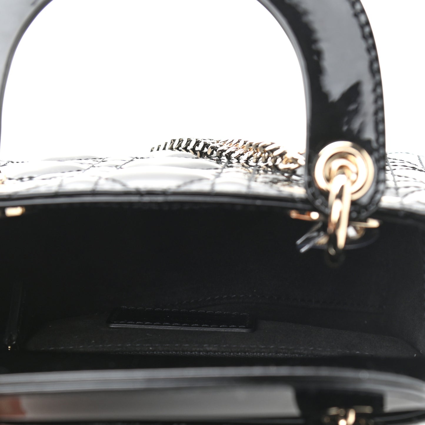 Patent Cannage Mini Lady Dior Black