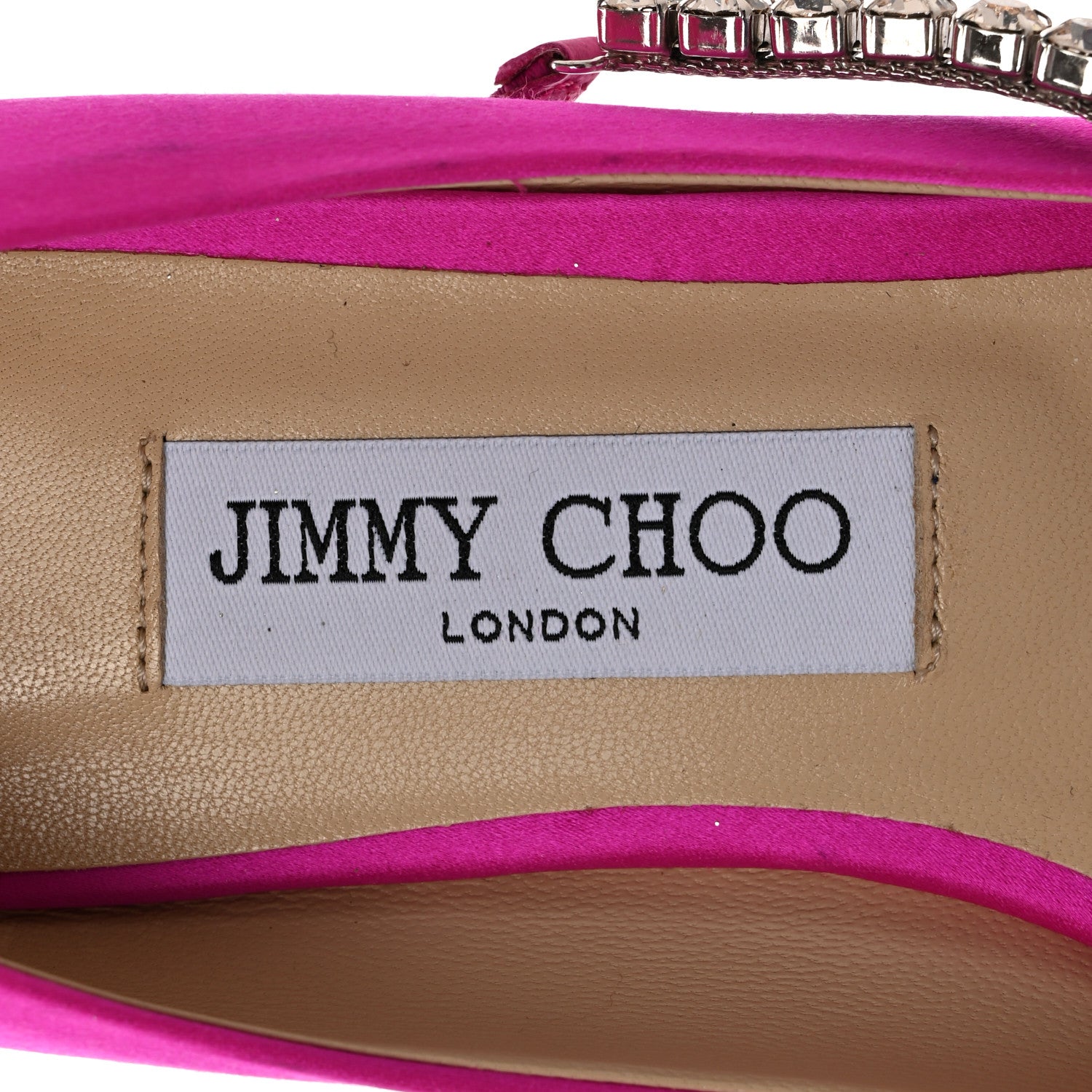 Jimmy Choo Satin Crystal Genevi Flat 37.5 Fuchsia Honey 8 of 13