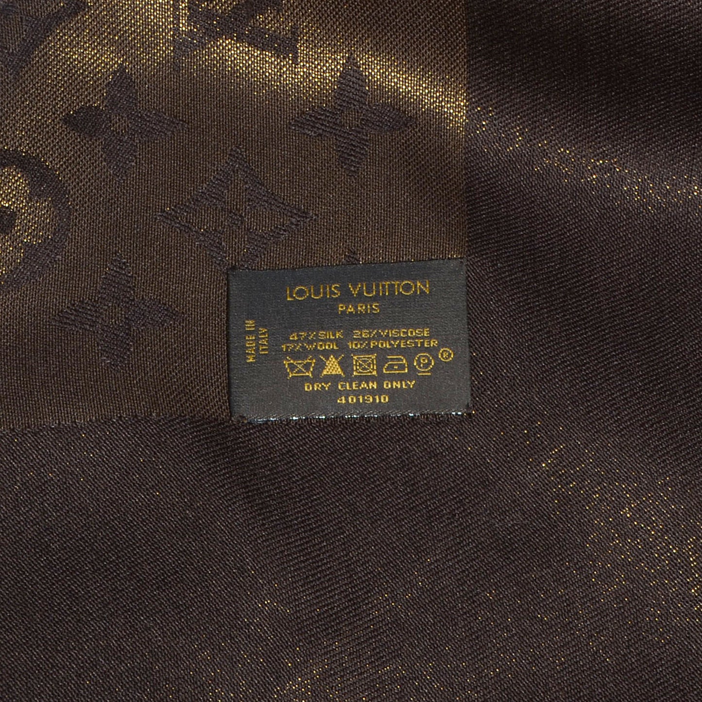 Silk Lurex Wool Monogram Shine Shawl Brown