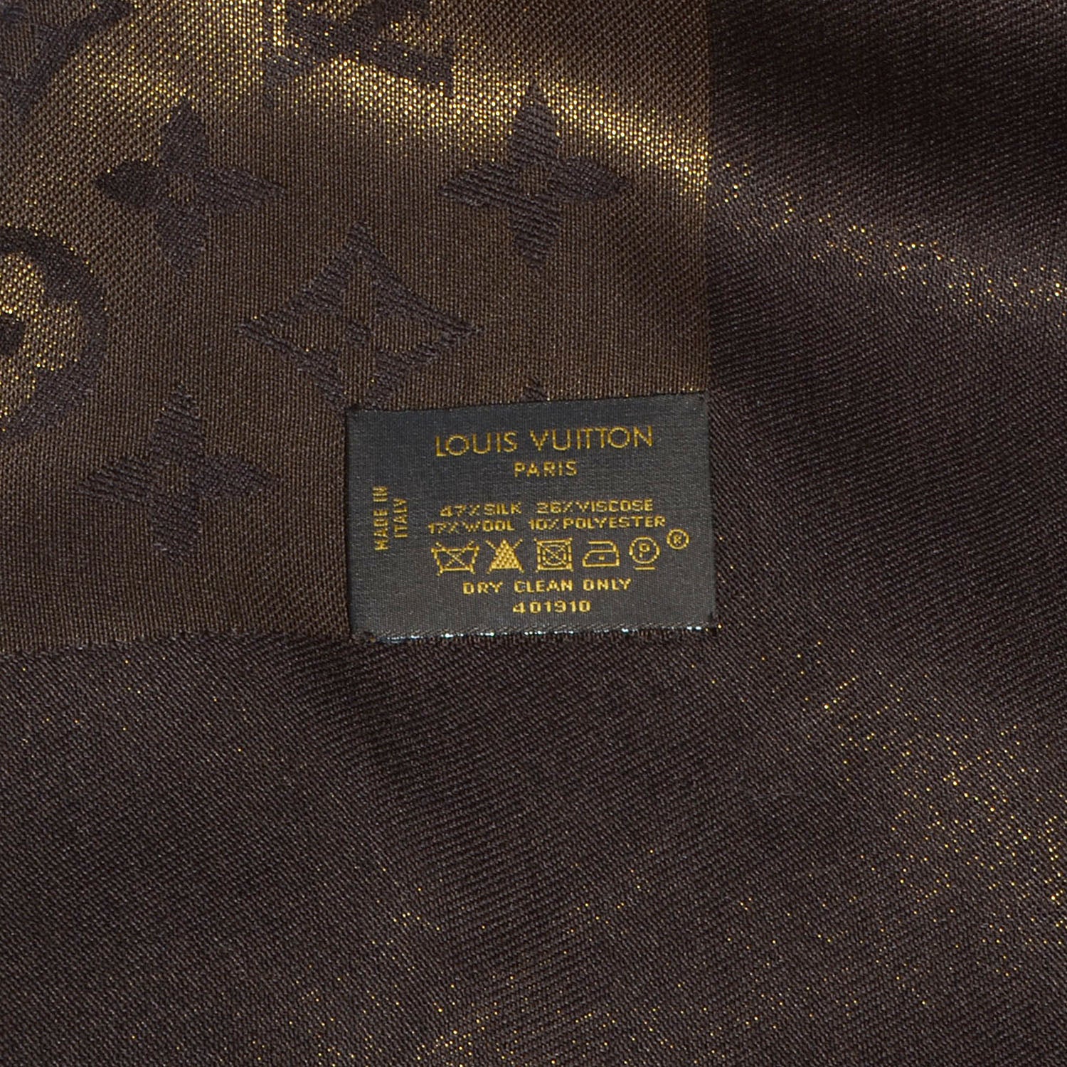 Louis Vuitton Silk Lurex Wool Monogram Shine Shawl Brown 5 of 5