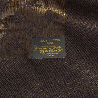 Louis Vuitton Silk Lurex Wool Monogram Shine Shawl Brown 5 of 5