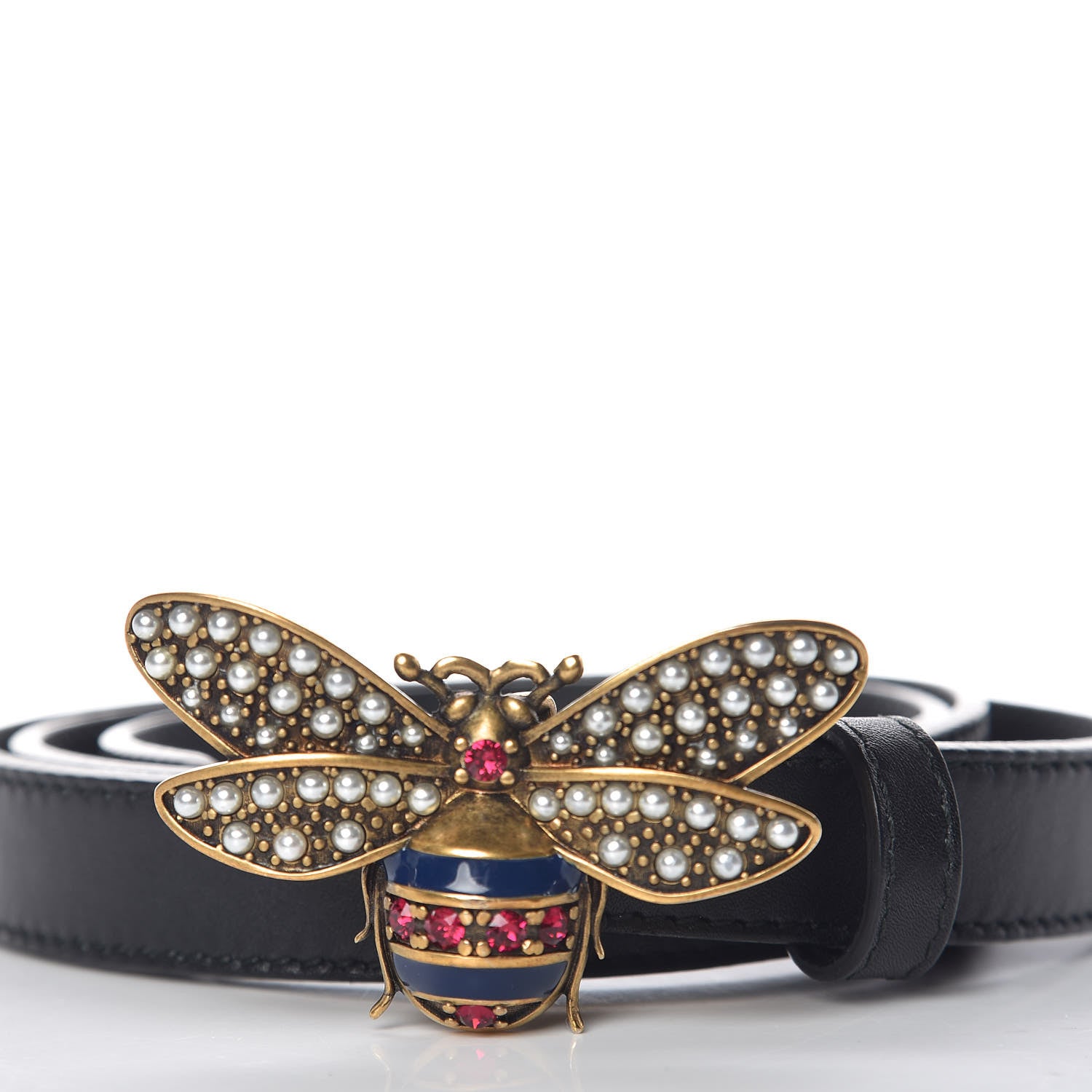 Gucci Calfskin Queen Margaret Bee Belt 85 34 Black 4 of 7