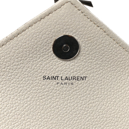 Saint Laurent Grained Calfskin Matelassé Chevron Monogram Classic Baby Chain Bag White 6 of 12