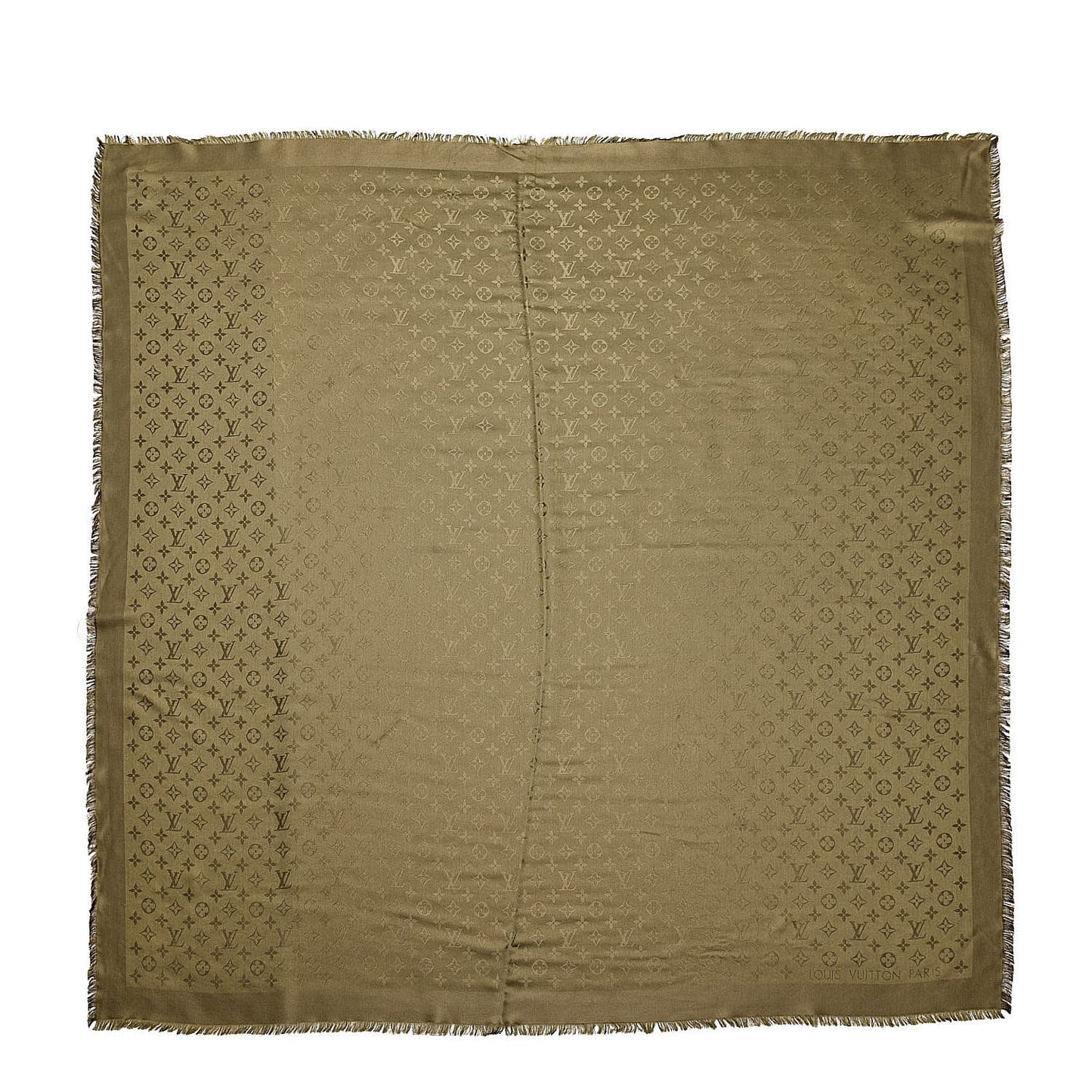 Silk Wool Monogram Shawl Kaki