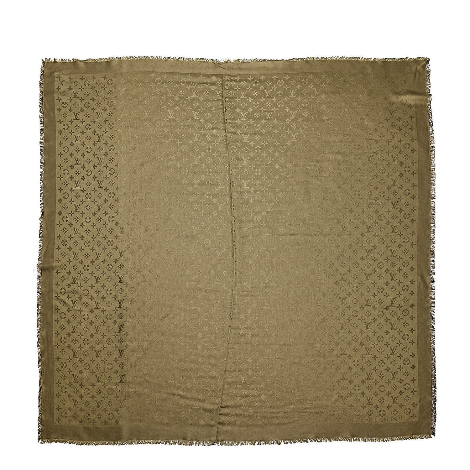 Louis Vuitton Silk Wool Monogram Shawl Kaki 1 of 6