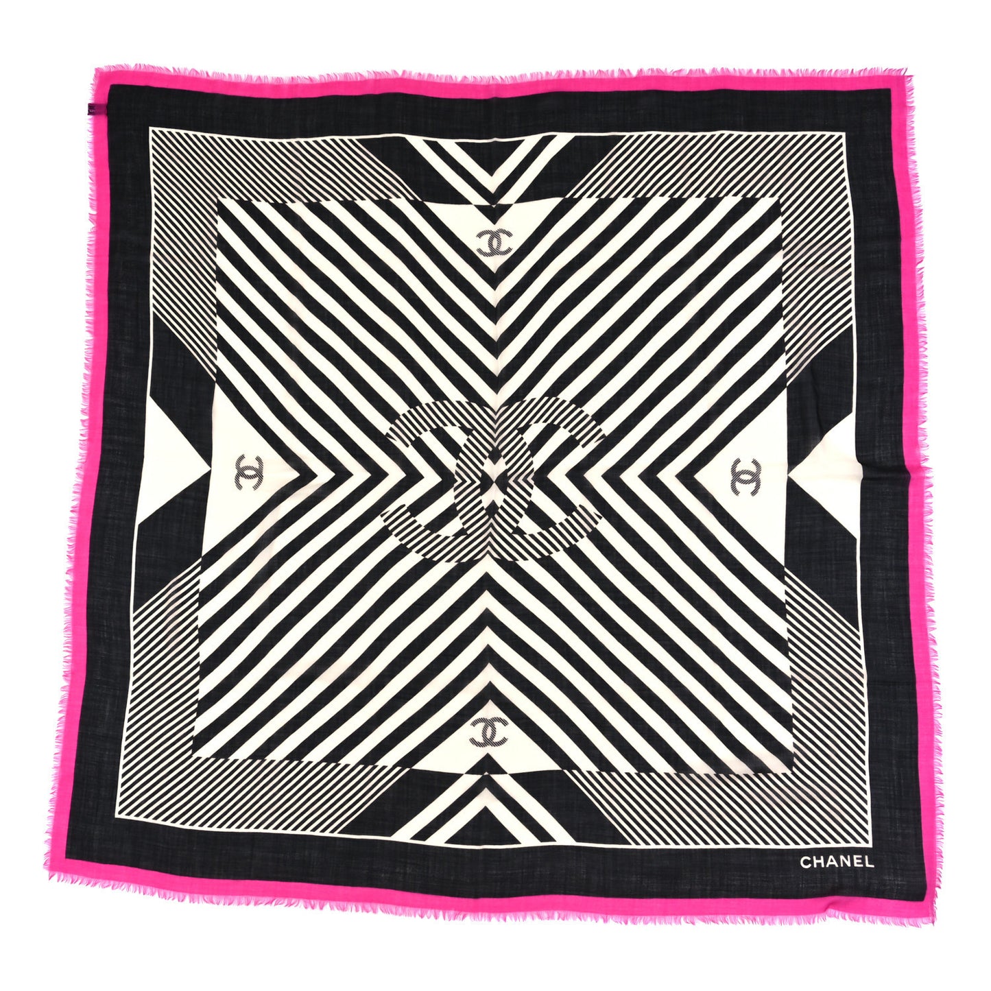 Cashmere CC Logo Scarf Black Pink White