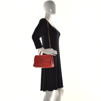 Chanel Caviar Chevron Quilted Mini Coco Handle Flap Red 2 of 11