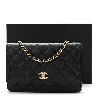 Chanel Caviar Quilted CC Turnlock Wallet On Chain WOC Black 12 of 12
