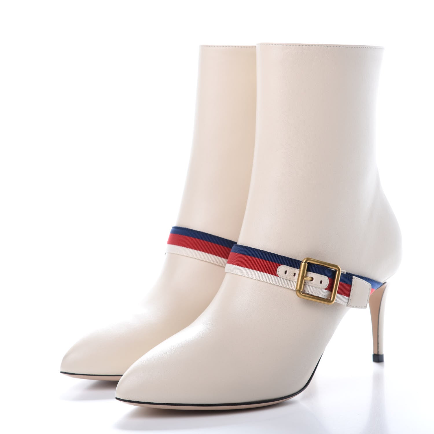 Gucci Nappa Sylvie Ankle Boots 38 Mystic White 3 of 9