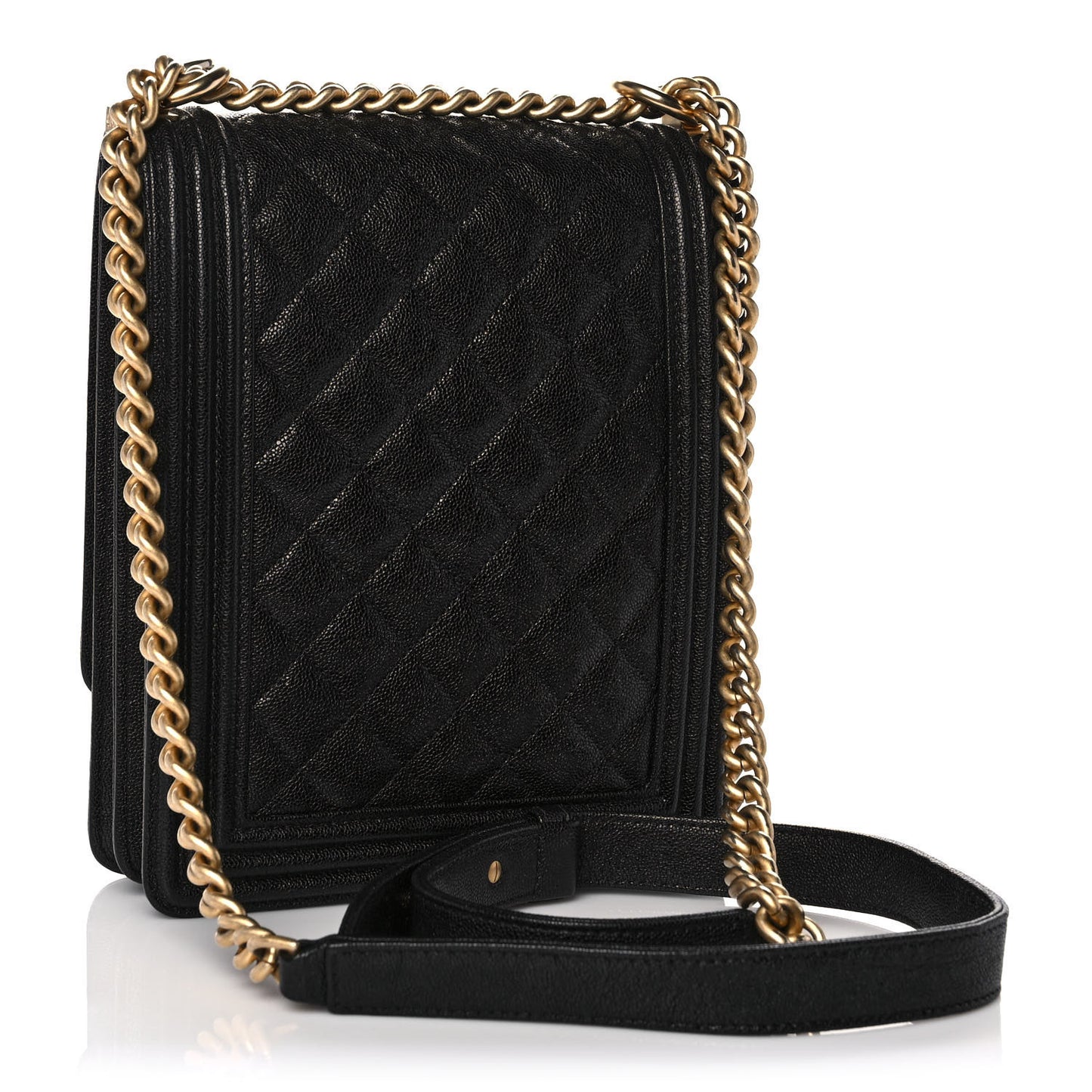 Caviar Quilted North South Boy Flap Black