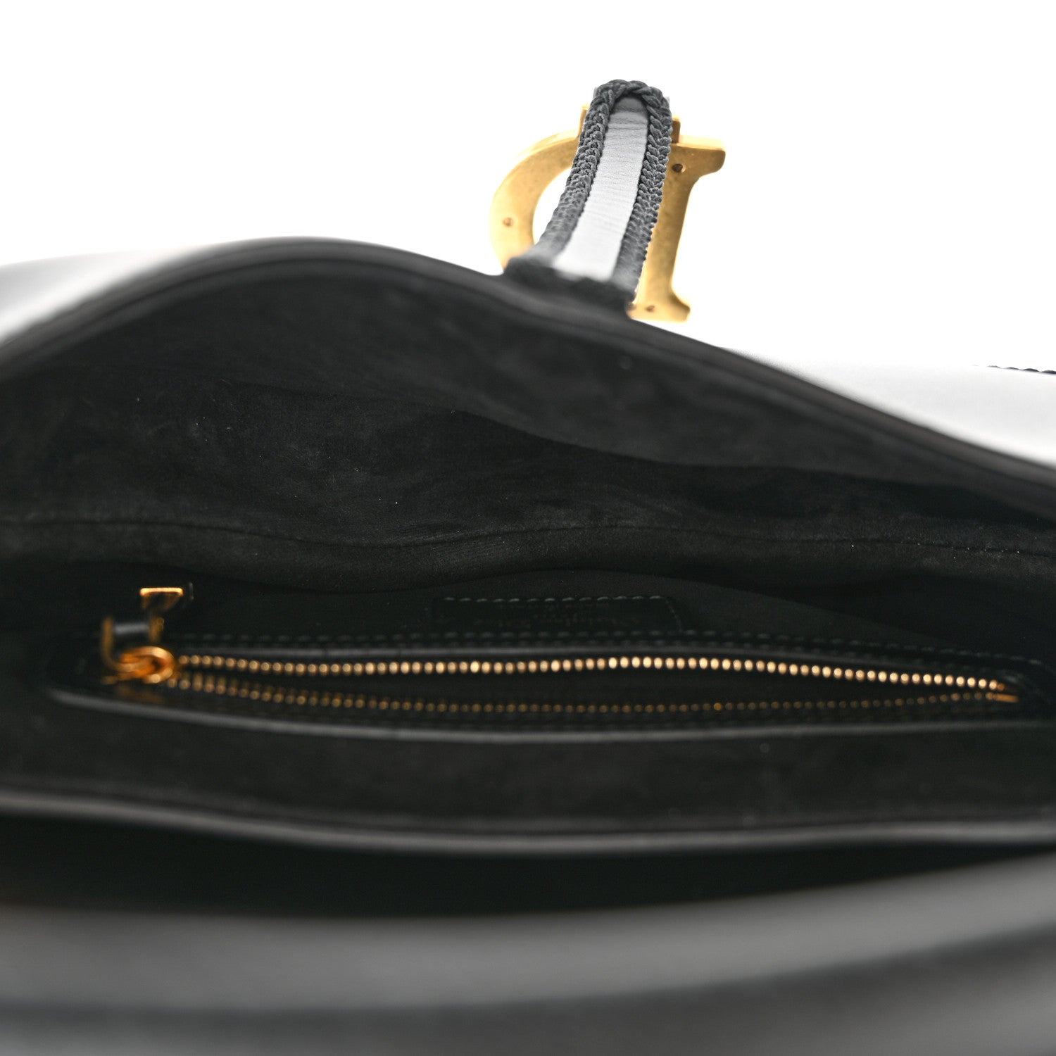 Christian Dior Calfskin Pom Pom Saddle Bag Black 5 of 10