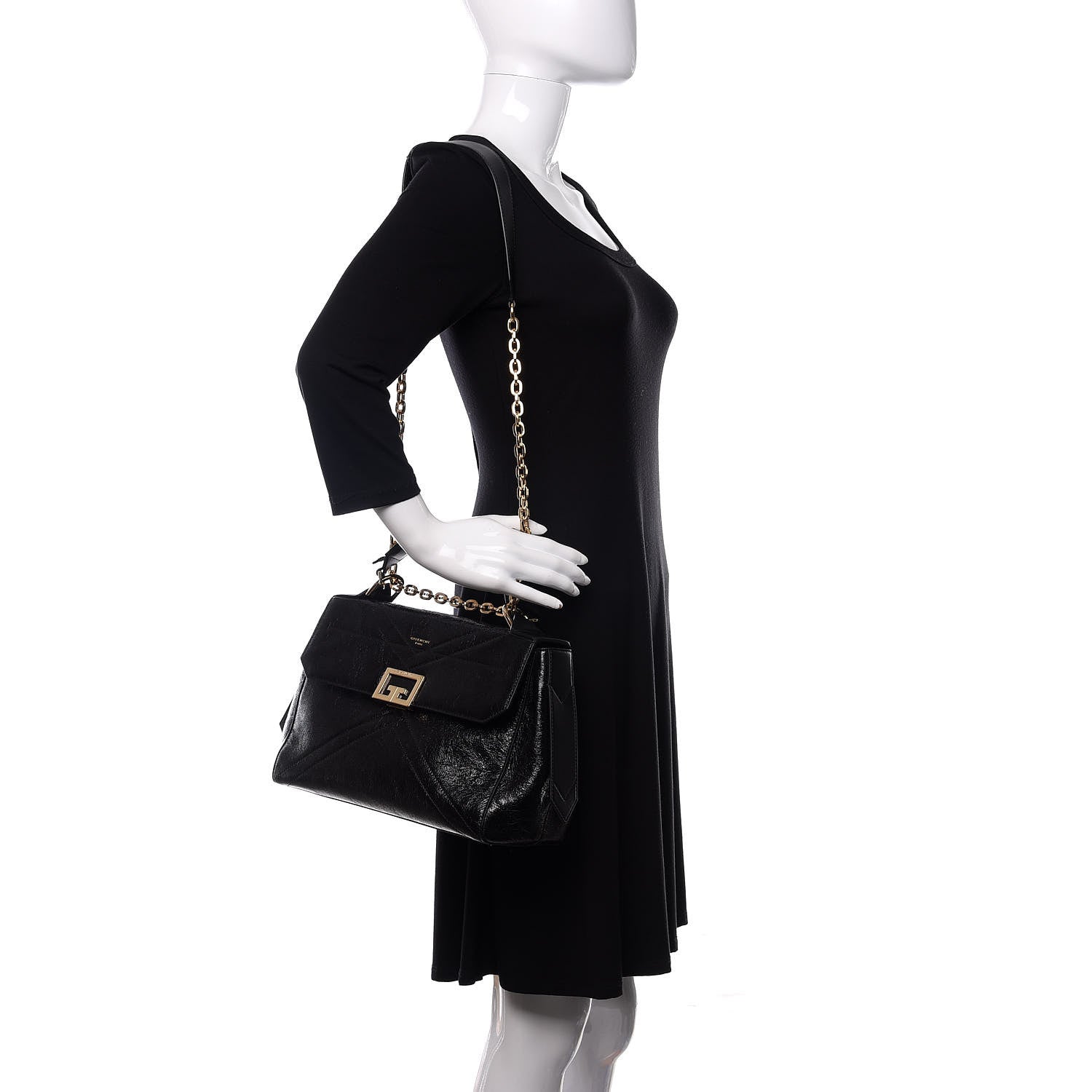 Givenchy Creased Patent Calfskin Medium ID Flap Black 1 of 10