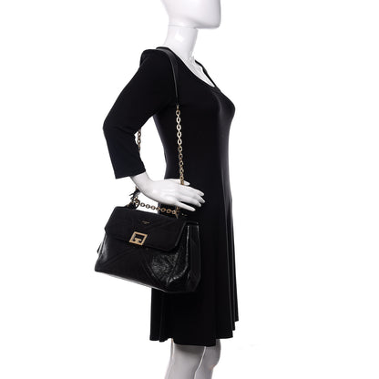 Givenchy Creased Patent Calfskin Medium ID Flap Black 1 of 10