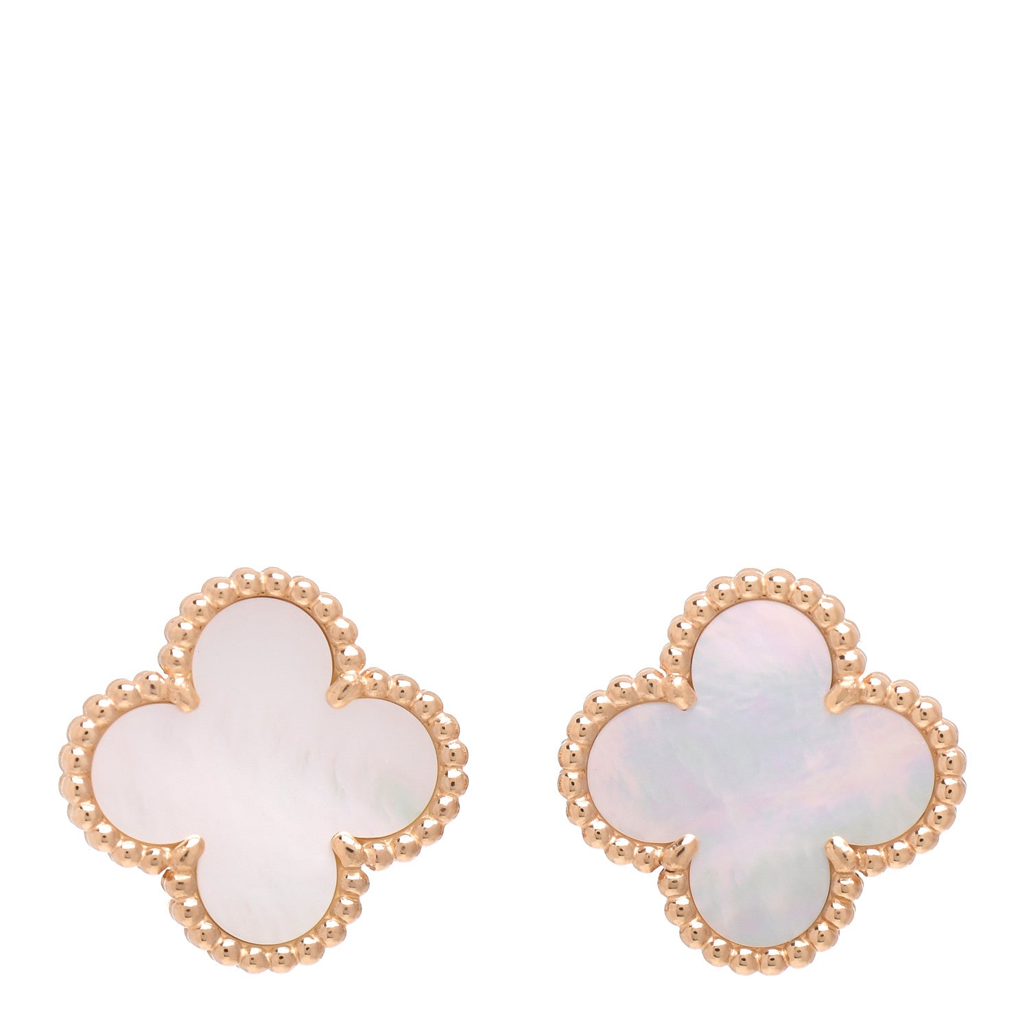 Van Cleef & Arpels 18K Yellow Gold Mother of Pearl Vintage Alhambra Earrings 1 of 5