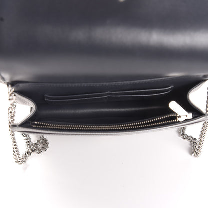 Christian Dior Metallic Grained Calfskin Diorama Wallet on Chain Pouch Silver 5 of 7