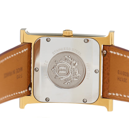 Hermes Stainless Steel Epsom 26mm Heure H Hour Quartz Watch Gold 3 of 5