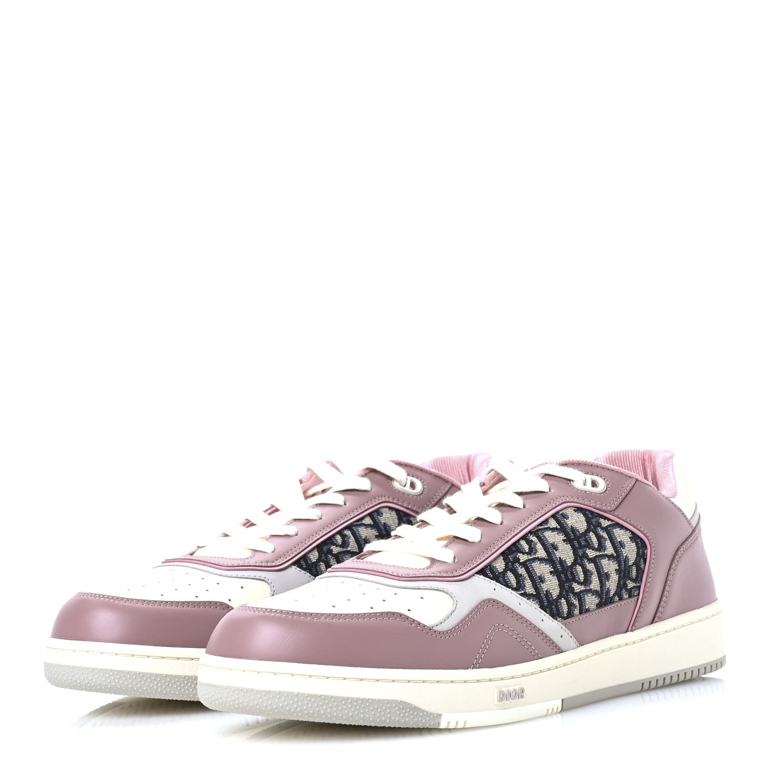 Christian Dior Smooth Calfskin Jacquard Oblique Mens B27 Low Top Sneakers 49 Pink White 4 of 8