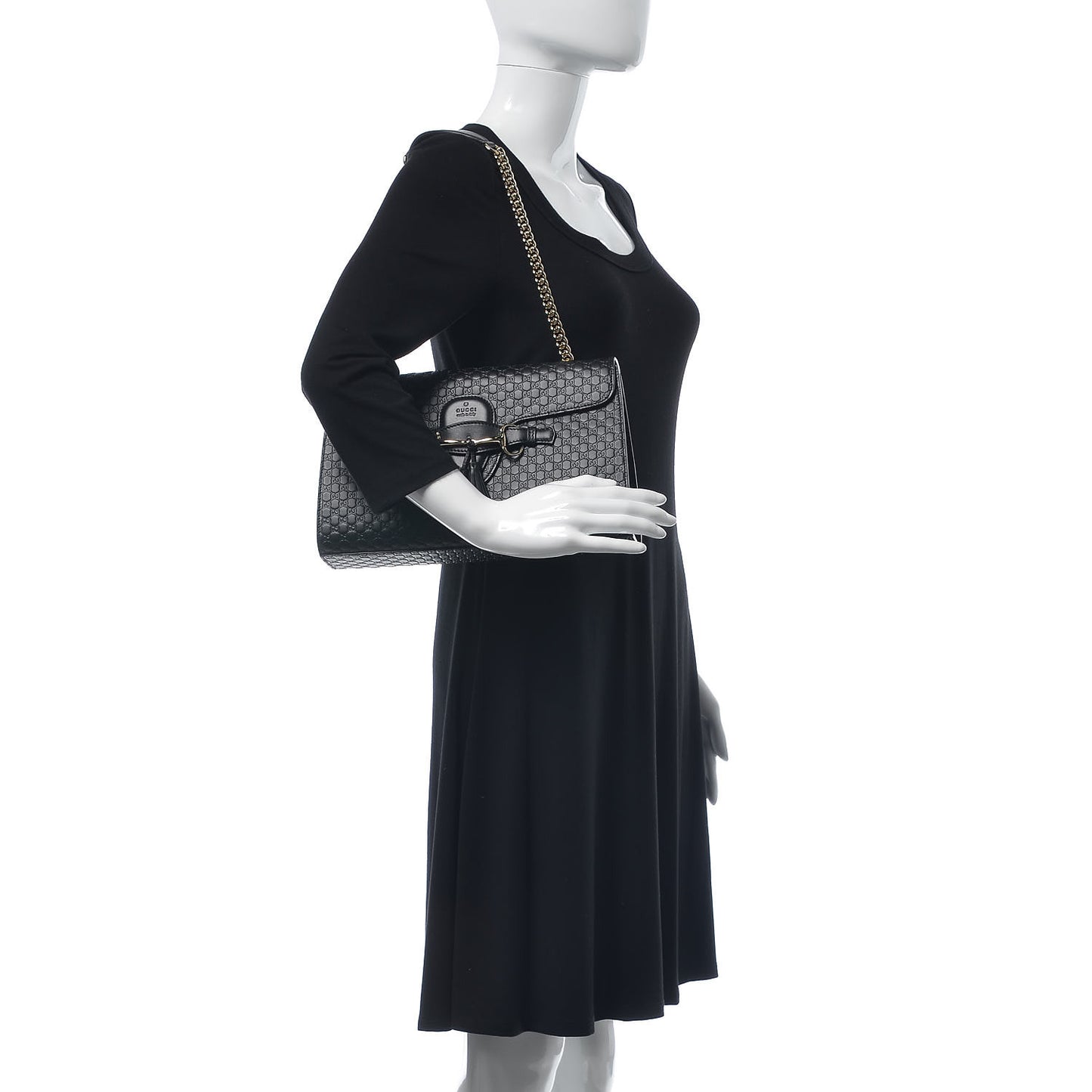 Microguccissima Medium Emily Chain Shoulder Bag Black
