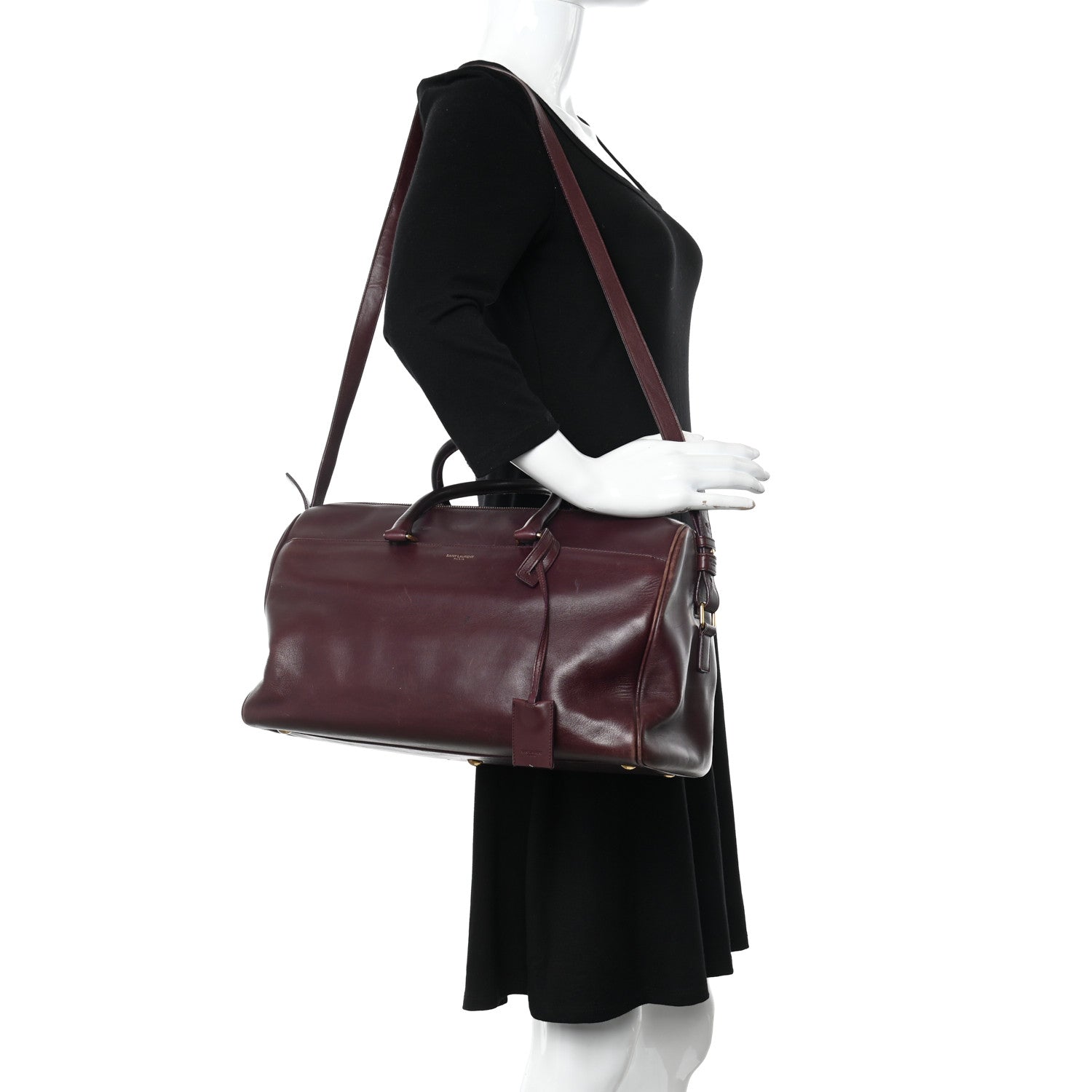 Saint Laurent Calfskin Classic Duffle 12 Wine 2 of 17