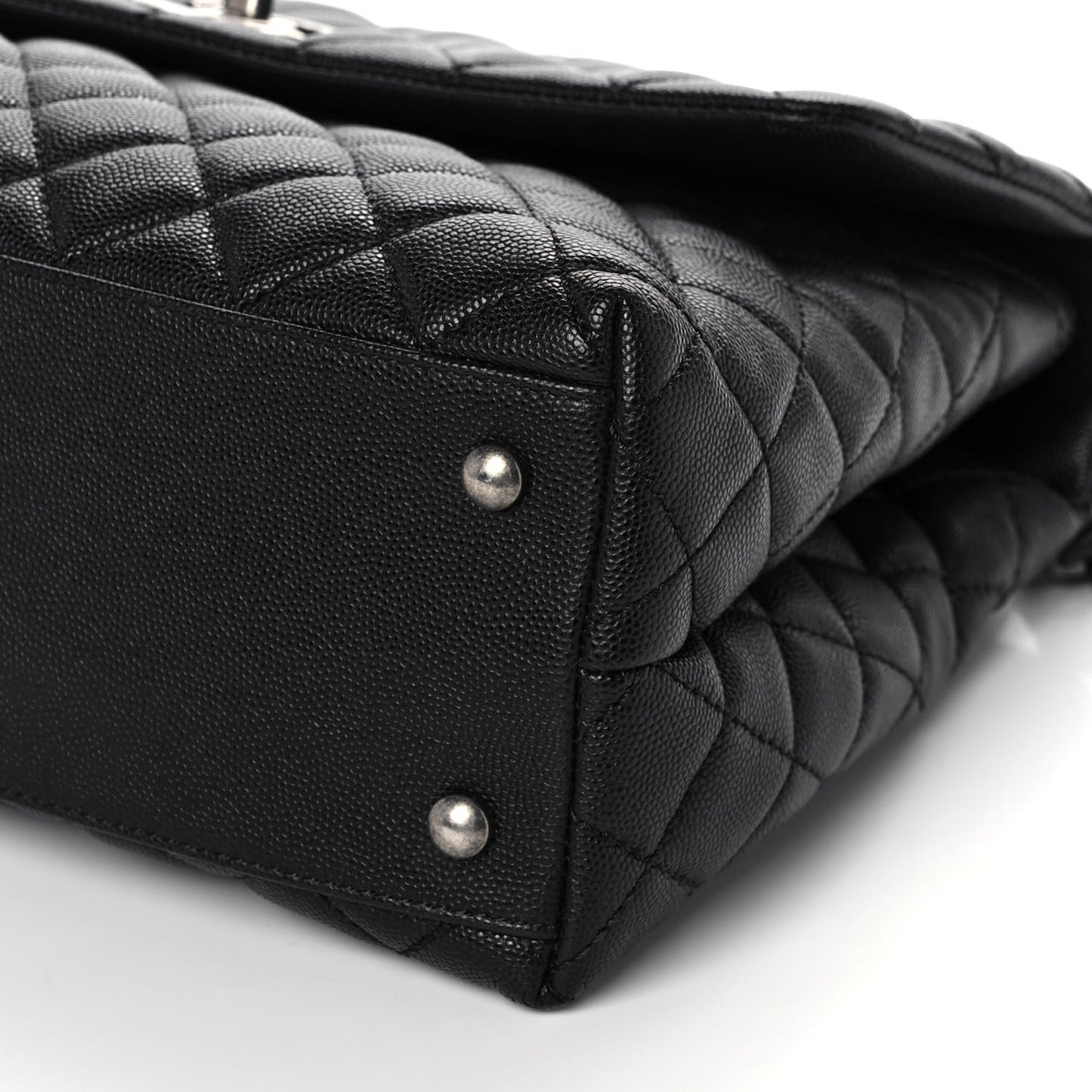 Caviar Lizard Quilted Medium Coco Handle Flap Black Green