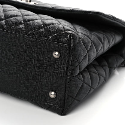 Chanel Caviar Lizard Quilted Medium Coco Handle Flap Black Green 6 of 11