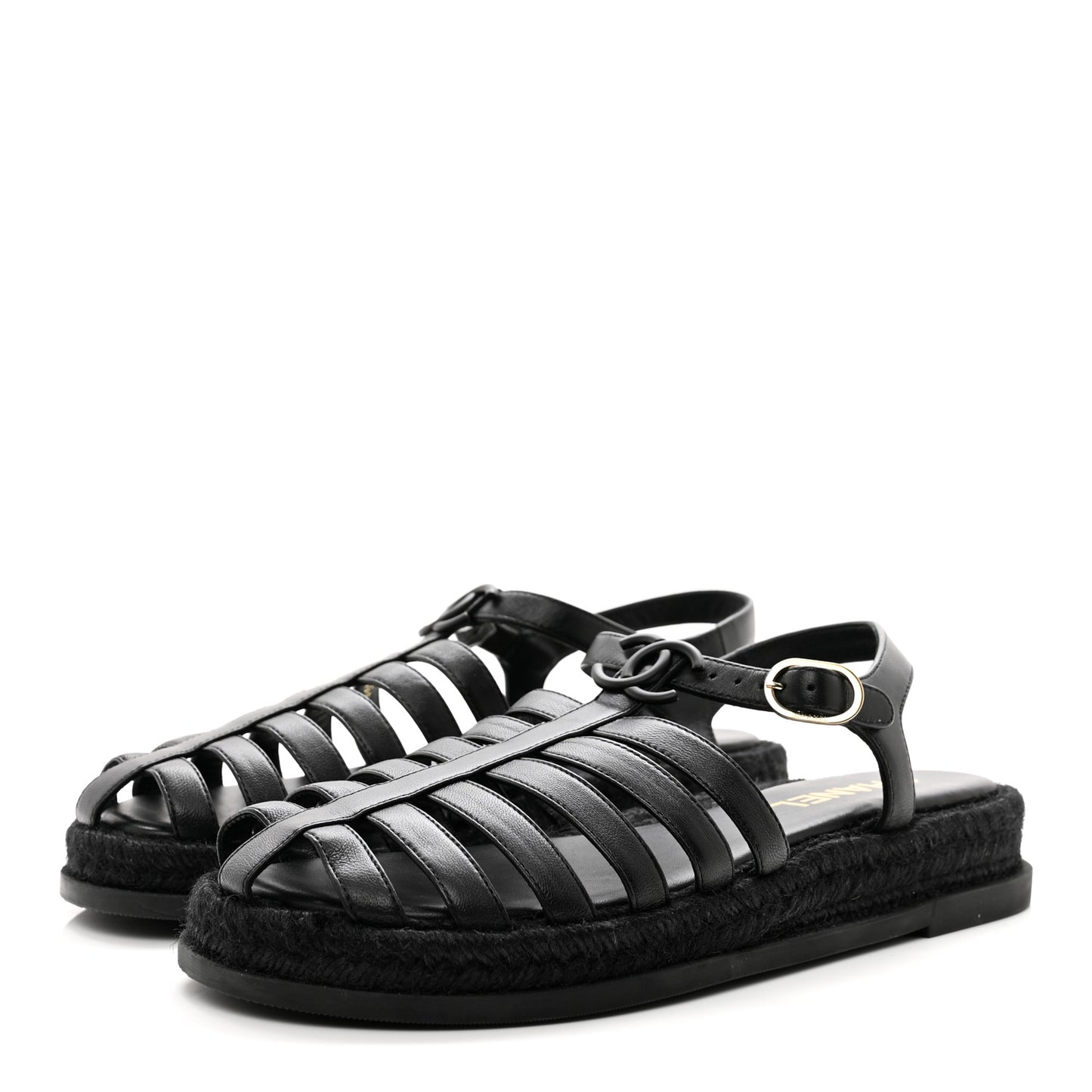 Lambskin Espadrille Sandals 40 Black