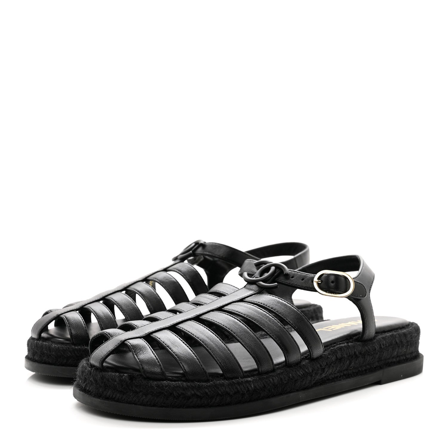 Chanel Lambskin Espadrille Sandals 40 Black 3 of 8