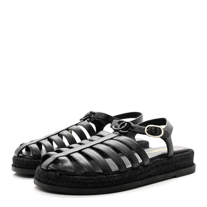 Chanel Lambskin Espadrille Sandals 40 Black 3 of 8