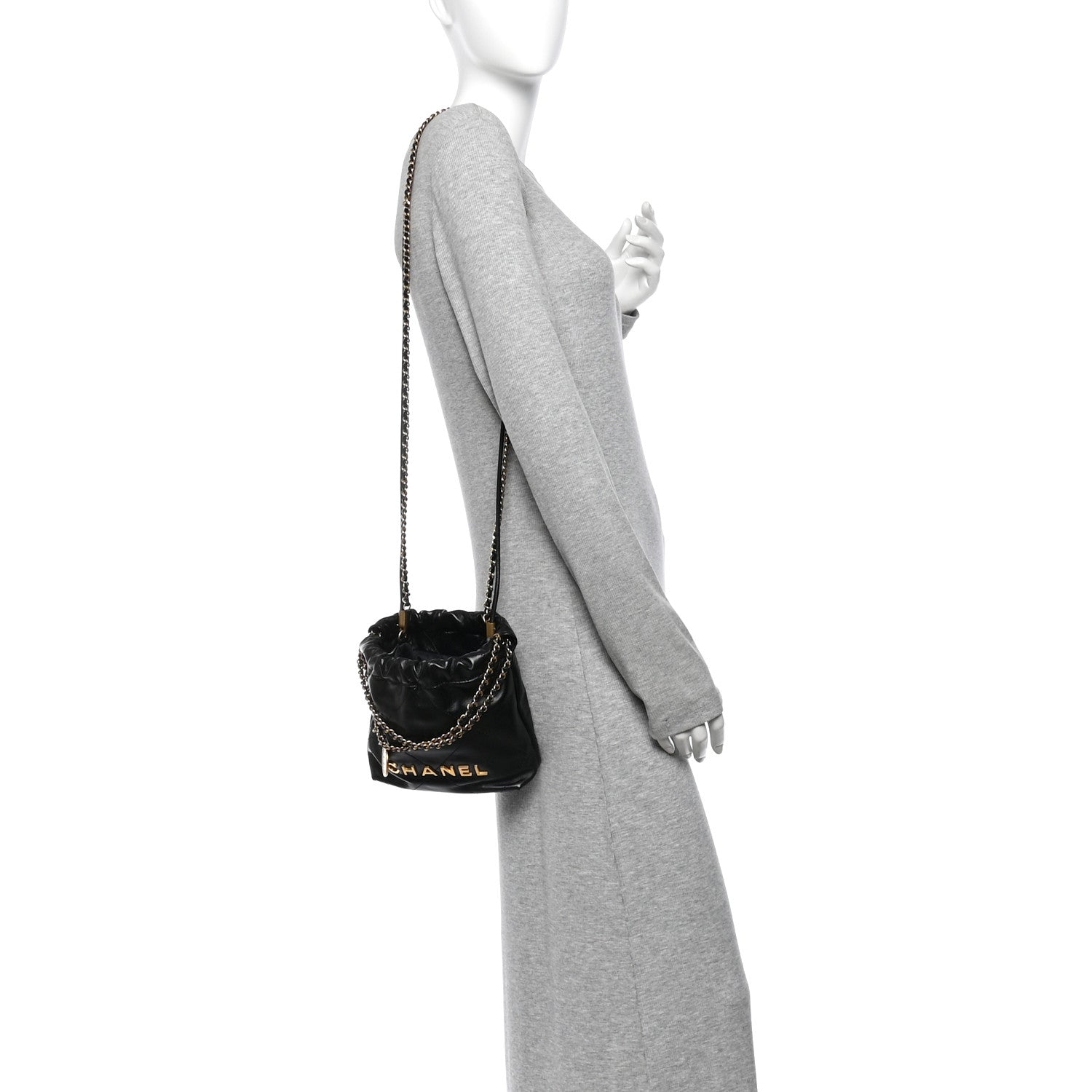 Chanel Shiny Calfskin Quilted Mini Chanel 22 Black 2 of 10