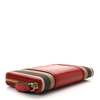 Burberry House Check Large Sartorial Ziggy Zip Around Wallet Military Red 3 of 10